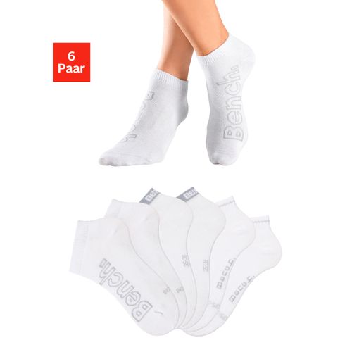 Sneakersocken BENCH., Damen, Gr. 39-42, weiß (6x weiß), Baumwollmischung, unifarben, elastisch, Socken, mit unterschiedlichen Designs