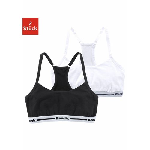 Bustier BENCH., Mädchen, Gr. 134/140, N-Gr, schwarz-weiß (schwarz, weiß), Jersey, Obermaterial: 90% Baumwolle, 10% Elasthan (LYCRA), unifarben, Basic, körpernah, BHs, Mädchen - verstellbarer Ringerrücken