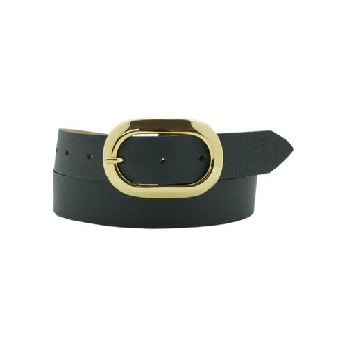 Ledergürtel ANNAMATONI, Damen, Gr. 80, schwarz, Leder, unifarben, elegant,feminin,klassisch,modisch, Gürtel, Mit goldfarbener ovaler Gürtelschnalle