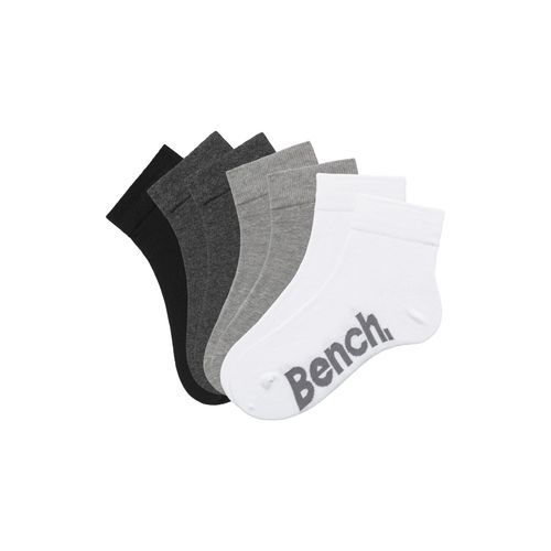 Kurzsocken BENCH., Herren, Gr. 39-42, schwarz-weiß (2x anthrazit, meliert, 1x schwarz, 2x hellgrau, meliert, 2x weiß), Baumwollmischung, uni und meliert, elastisch, Socken Multipacks, in ansprechendem Mäppchen mit Reißverschluss