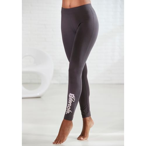 Leggings BENCH. LOUNGEWEAR, Damen, Gr. 40/42, N-Gr, grau (stone), Single Jersey, Obermaterial: 95% Baumwolle, 5% Elasthan, bedruckt, bestickt, unifarben, Basic, figurbetont lang, Hosen, mit Stickerei und Druck, Loungewear
