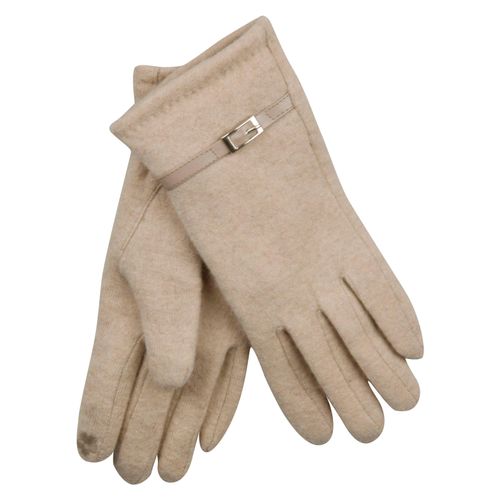 Fleecehandschuhe CAPELLI NEW YORK, Damen, Gr. ML, beige, Feinstrick, Wollmischung, unifarben, elegant,feminin,klassisch, Handschuhe, mit Zierriemen