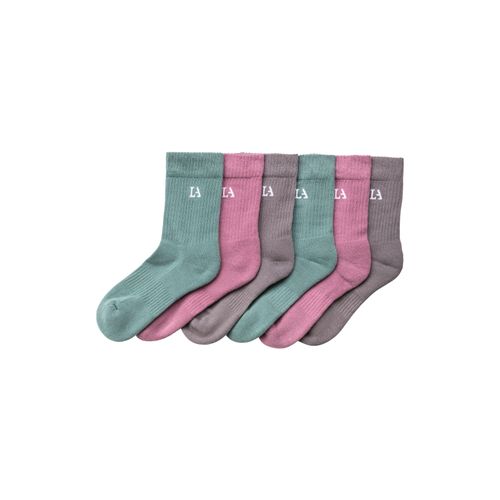 Tennissocken LASCANA ACTIVE, Damen, Gr. 39/42, bunt (2x stone, 2x altrosa, 2x petrol), Baumwollmischung, unifarben, Socken, mit Frotteé