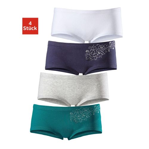 Panty PETITE FLEUR, Kinder, Gr. 182, bunt (petrol, grau, meliert, marine, weiß), Jersey, Obermaterial: 95% Baumwolle, 5% Elasthan, unifarben, körpernah, Unterhosen, mit Glitzerdruck