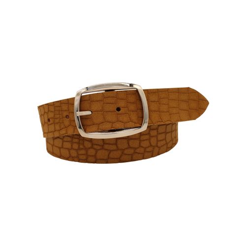 Ledergürtel ANNAMATONI, Damen, Gr. 110, braun (cognac), Leder, unifarben, Kroko-Optik, elegant,feminin,modisch, Gürtel