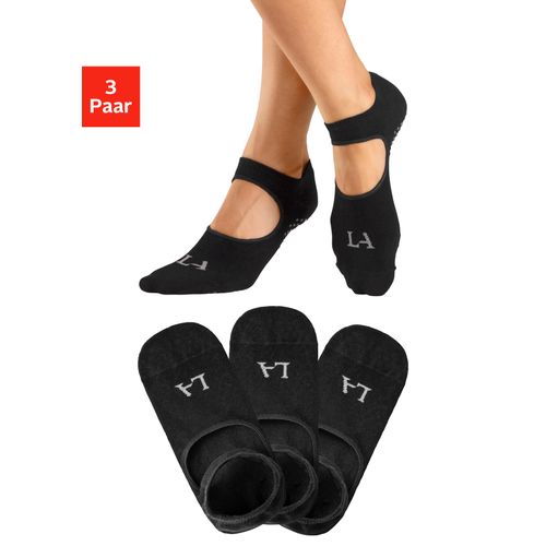 ABS-Socken LASCANA ACTIVE, Damen, Gr. 35/38, schwarz (3x schwarz), Obermaterial: 73% Baumwolle, 25% Polyamid, 2% Elasthan, unifarben, elastisch, Socken, mit Aussparung auf Fußrücken