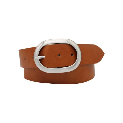 Ledergürtel ANNAMATONI, Damen, Gr. 105, braun (cognac), Leder, unifarben, casual,feminin,klassisch, Gürtel, Schließe silberfarben satiniert