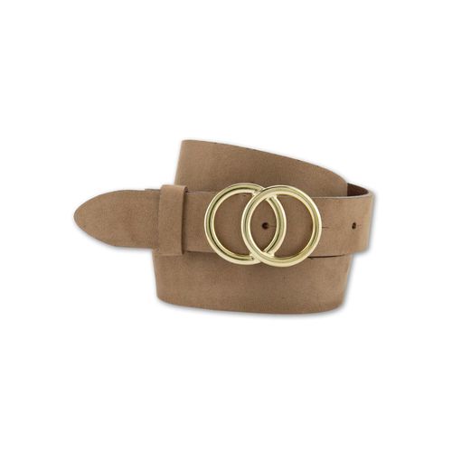 Koppelgürtel BERND GÖTZ, Damen, Gr. 100, braun (camelfarben), Leder, unifarben, Gürtel, mit goldfarbener Schließe in Ringoptik
