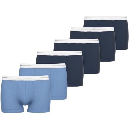 Boxershorts TOM TAILOR, Herren, Gr. 7 (XL), bunt (blau, mittel, multicolor), Single Jersey, Obermaterial: 95% Baumwolle, 5% Elasthan, unifarben, körpernah, Unterhosen, mit coolem Logobund
