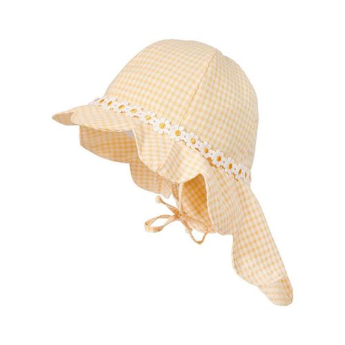 Sonnenhut MAXIMO, Baby, Gr. 55, gelb, Baumwollmischung, modisch, Hüte, Mit verspieltem Blütenband und Nackenbogen.