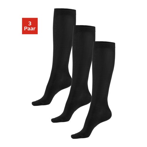 Kniestrümpfe BENCH., Damen, Gr. 35-38, schwarz (3x schwarz), Wolle, Polyamid, Elasthan, unifarben, Socken, Damenkniestrümpfe mit wärmender Wolle