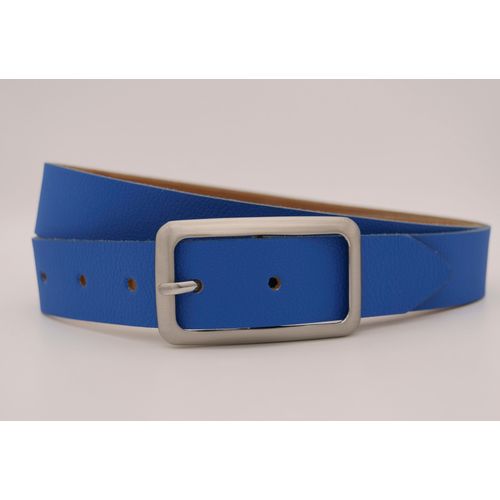 Ledergürtel ANNAMATONI, Damen, Gr. 110, blau (royal), Rindsleder, unifarben, casual, Gürtel, mit silberner Schließe