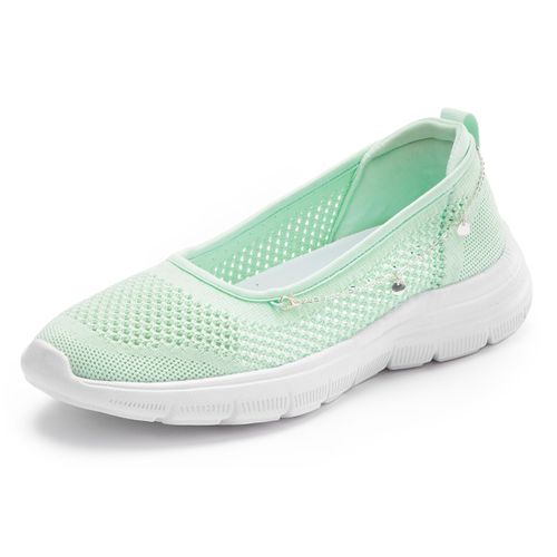 Sneaker LASCANA, Damen, Gr. 38, grün (mint), Obermaterial: 100% Textilmaterial. Decksohle: 100% Textilmaterial. Laufsohle: 100% Synthetik, unifarben, sportlich, Schuhe Ballerina Sneakerballerina, Slipper, Ballerina, Halbschuhe zum Reinschlüpfen VEGAN