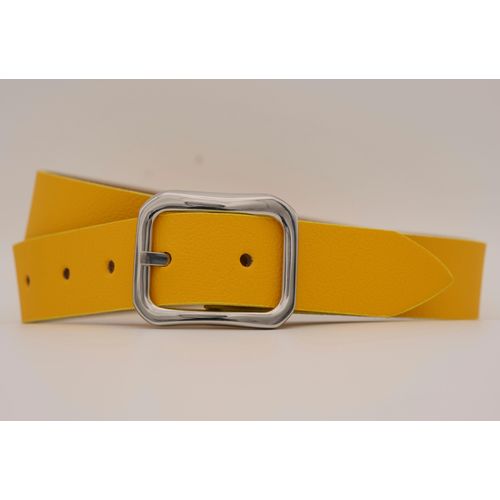 Ledergürtel ANNAMATONI, Damen, Gr. 100, gelb, Rindsleder, unifarben, casual, Gürtel, mit silberner Schließe