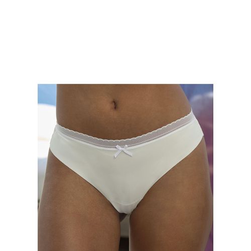String LASCANA, Damen, Gr. 32/34, weiß, Microtouch, Obermaterial: 65% Polyamid, 35% Elasthan, Unterhosen, SEAMLESS mit nahtloser Verarbeitung und feinem Spitzenbund