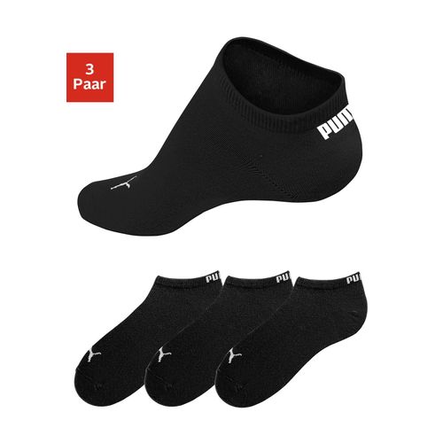 Sneakersocken PUMA, Damen, Gr. 43-46, schwarz (3x schwarz), Baumwollmischung, Baumwolle, Elasthan, unifarben, elastisch, Socken, mit eingestricktem Markenlogo