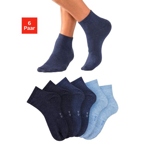 Kurzsocken BENCH., Herren, Gr. 39-42, blau (2x marine, 2x jeansblau meliert, 2x hellblau meliert), Baumwollmischung, unifarben, elastisch, Socken, mit eingestricktem Markenlogo im Bündchen