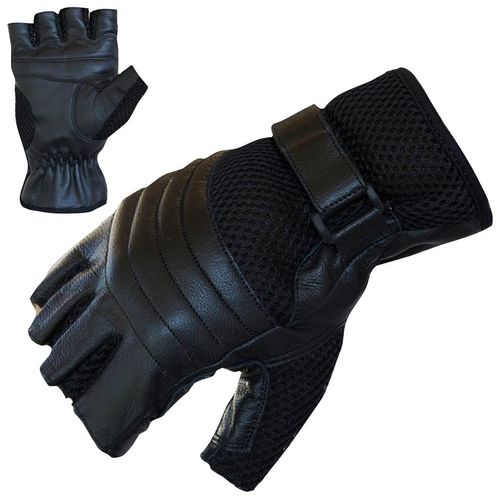 Motorradhandschuhe PROANTI Gr. S, schwarz, Handschuhe, S, Obermaterial: 85% Rindsleder, 15% Nylon. Innenfutter: 100% Polyester, fingerlose Chopper-Handschuhe aus Leder