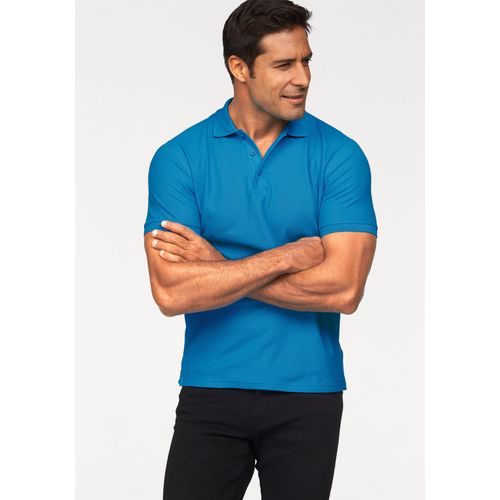 Poloshirt FRUIT OF THE LOOM, Herren, Gr. M (48/50), blau (azur, blau), Piquu00e9, Obermaterial: 100% Baumwolle, unifarben, klassisch, schmal, Kurzarm, Shirts, Piqué