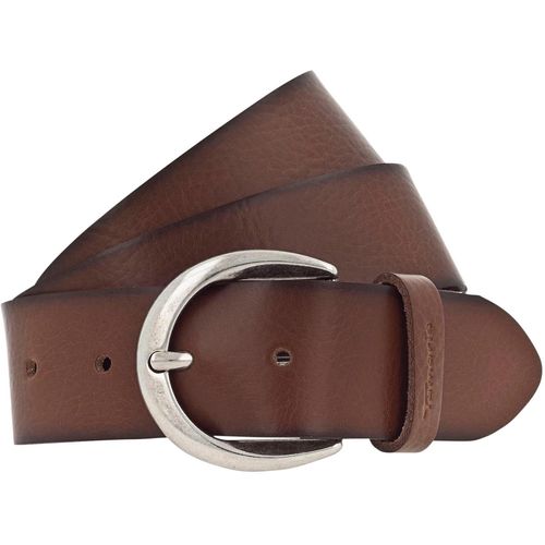 Ledergürtel TAMARIS, Damen, Gr. 90, braun, Leder, unifarben, casual,modisch, Gürtel, mit Logoschriftzug auf der Gürtelschlaufe, Basic-Style