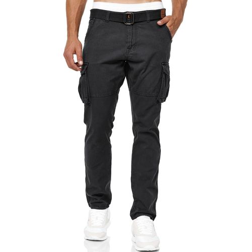 Cargohose INDICODE "INWilliam", Damen, Gr. XL, N-Gr, schwarz, Web, Obermaterial: 100% Baumwolle, unifarben, regular fit normal, Hosen Cargohose
