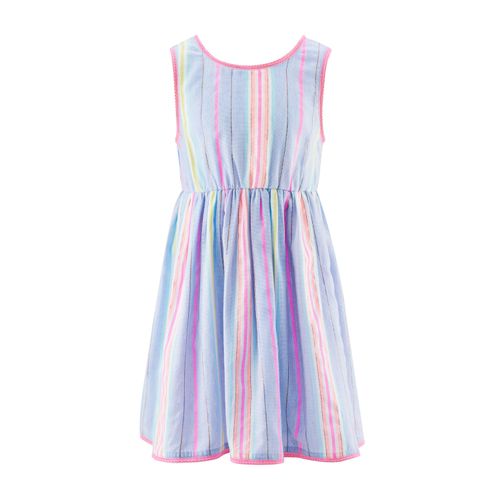 Minikleid HAPPY GIRLS, Mädchen, Gr. 134, N-Gr, blau (light blau), Jersey, Obermaterial: 92% Baumwolle, 7% Polyester, 1% sonstige Fasern. Futter: 100% Baumwolle, bedruckt, casual, regular fit knielang, Rundhals, Kurzarm, Kleider