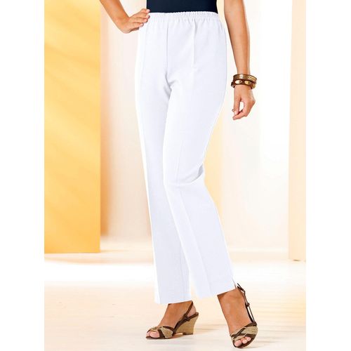 Bügelfaltenhose CLASSIC BASICS, Damen, Gr. 44, Normalgrößen, weiß, 100% Polyester, unifarben, lang, Hosen