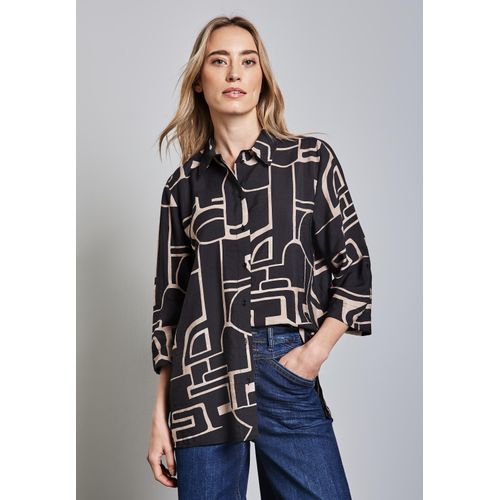 Tunika STREET ONE, Damen, Gr. 42, lila (deep tint blau), Web, 84% Viskose, 16% Polyamid, bedruckt, casual, gerade, 3/4-Ärmel eng Bündchen, Tuniken, mit 3/4 Ärmeln
