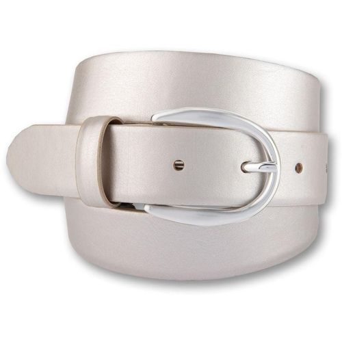 Ledergürtel BERND GÖTZ, Damen, Gr. 105, silber, Leder, unifarben, metallic, casual,feminin,klassisch,modisch, Gürtel, mit Designschließe in Hufeisenform