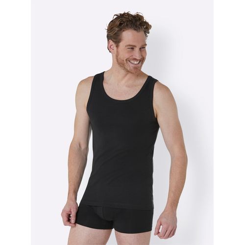 Unterhemd SCHIESSER, Herren, Gr. 9, Normalgrößen, schwarz, 95% Baumwolle, 5% Elasthan, Rundhals, ärmellos, Unterhemden