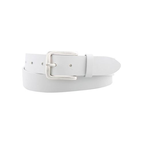 Ledergürtel BERND GÖTZ, Damen, Gr. 120, weiß, Leder, unifarben, casual,modisch, Gürtel, Solide, silberfarbene Dornschließe