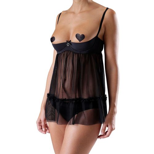 Negligé PETITE FLEUR GOLD, Damen, Gr. 95, Cup B, schwarz, Tüll, Obermaterial: 90% Polyamid, 10% Elasthan, sexy, gerade, Kleider, mit Büstenhebe, aus zartem Tüll, sexy Dessous, Reizwäsche