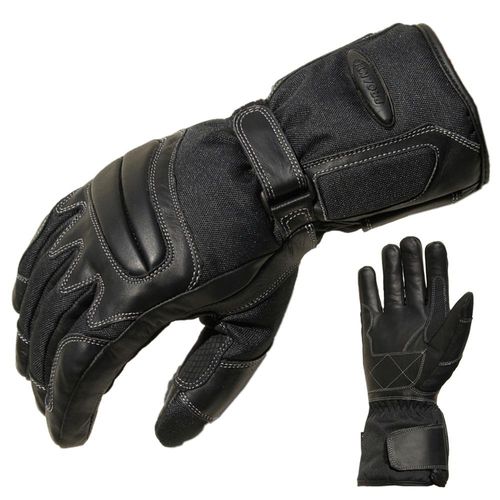 Motorradhandschuhe PROANTI Gr. M, schwarz, Handschuhe, M, Obermaterial: 50% Rindsleder, 35% Nylon, 10% Polyester, 5% Polyurethan. Innenfutter: 100% Polyester, für Regenwetter geeignet, wasserdicht