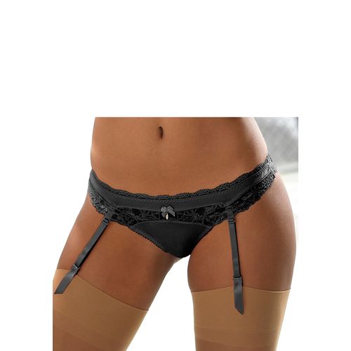 String LASCANA, Damen, Gr. 36/38, schwarz, Microtouch, Spitze, Obermaterial: 90% Polyamid, 10% Elasthan, eng, Unterhosen, mit abnehmbaren Strapsen