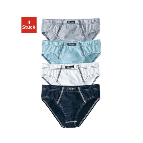 Slip LE JOGGER, Kinder, Gr. 128, blau (grau, meliert, weiß, blau, marine), Jersey, Obermaterial: 100% Baumwolle, unifarben, körpernah, Unterhosen, aus reiner Baumwolle