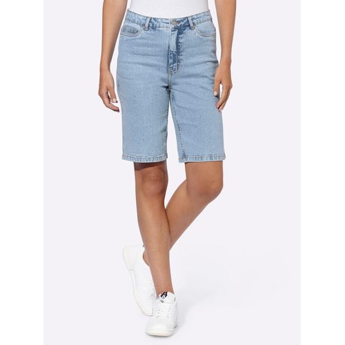 Jeansshorts HEINE, Damen, Gr. 46, Normalgrößen, blau (blau, bleached), 99% Baumwolle, 1% Elasthan, unifarben, kurz, Jeans