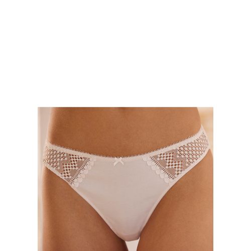 String LASCANA, Damen, Gr. 40/42, beige (puder), Obermaterial: 78% Baumwolle, 16% Polyamid, 6% Elasthan, Unterhosen, aus Bio-Baumwolle