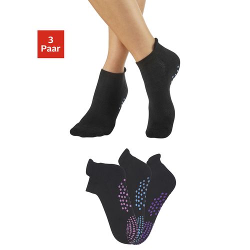 ABS-Socken LAVANA, Damen, Gr. 35-38, schwarz (3x schwarz), Baumwollmischung, elastisch, Socken, mit farbigen Noppen