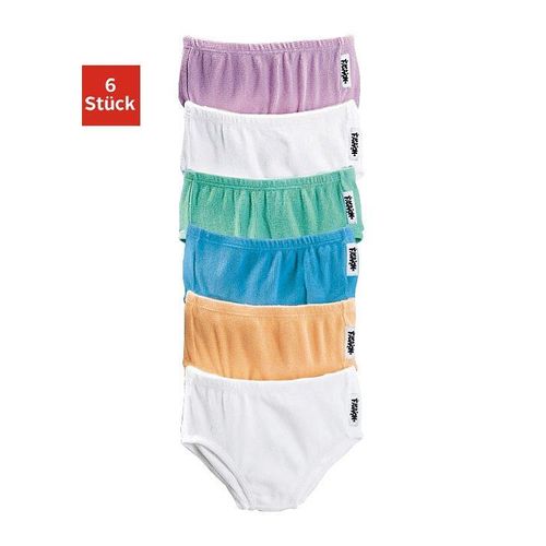 Slip PETITE FLEUR, Kinder, Gr. 104, bunt (flieder, mint, blau, pfirsich, weiß, weiß), Piquu00e9, Obermaterial: 95% Baumwolle, 5% Elasthan, unifarben, körpernah, Unterhosen Slip Unterhose, bequemer Basic, angenehm zu Tragen