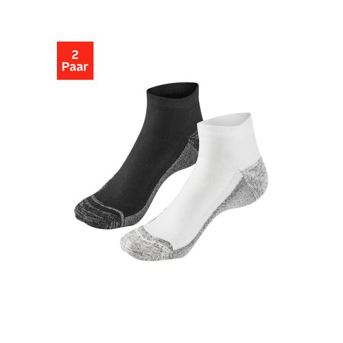 Kurzsocken H.I.S, Herren, Gr. 39/42, schwarz-weiß (1x weiß, 1x schwarz), Materialmix, uni und meliert, elastisch, Socken, Gepolsterte Golfsocken schnelltrocknend