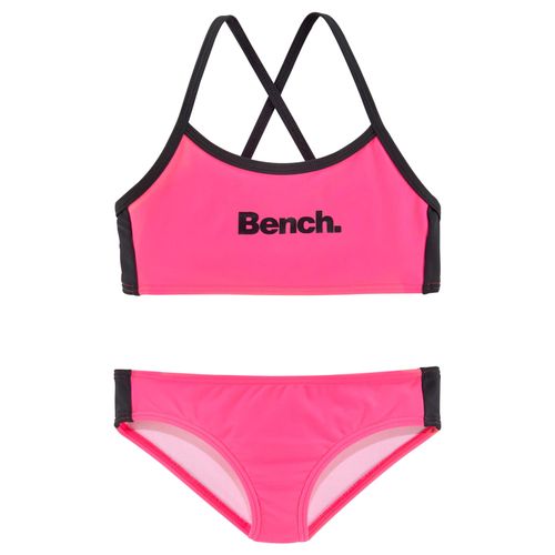 Bustier-Bikini BENCH., Kinder, Gr. 170/176, N-Gr, pink (pink, schwarz), Polyamid, gestreift, Bikini-Sets, mit gekreuzten Trägern