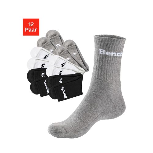 Tennissocken BENCH., Damen, Gr. 39-42, schwarz-weiß (4x schwarz, 4x weiß, 4x grau, meliert), Baumwollmischung, unifarben, elastisch, Socken, mit Fuß Polsterung