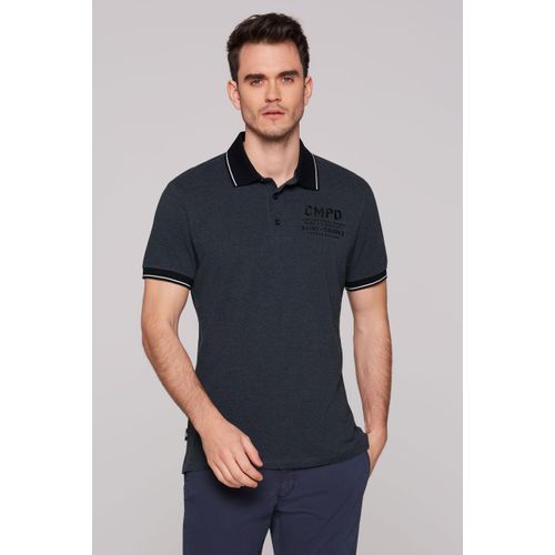 Poloshirt CMPD, Herren, Gr. XXL, blau (blau navy melange), Material: 100% Baumwolle, bestickt, casual, figurbetont normal, Kurzarm eingesetzt Bündchen, Shirts, mit Seitenschlitze und längerer Rückenpartie