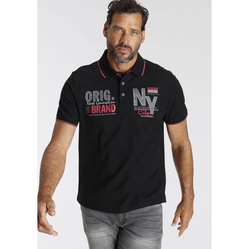 Poloshirt MAN'S WORLD, Herren, Gr. S (44/46), schwarz, Piquu00e9, Obermaterial: 100% Baumwolle, bedruckt, casual, normal, Kurzarm, Shirts, Kurzarm, mit stilvollem Print, Polokragen