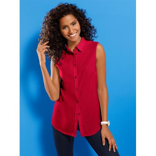 Blusentop CLASSIC BASICS, Damen, Gr. 48, rot, 100% Polyester, unifarben, ohne Ärmel, Blusen