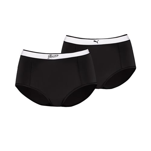 Hipster PUMA, Damen, Gr. S, schwarz, Obermaterial: 85% Polyamid, 15% Elasthan, unifarben mit Farbeinsatz, körpernah, Unterhosen, mit konstrastfarbenem Logobund