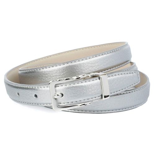 Ledergürtel ANTHONI CROWN, Damen, Gr. 100, silber (silberfarben), Leder, unifarben, Gürtel Ledergürtel, in Hirschprägung mit silberfarbener Schließe