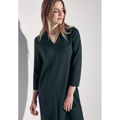 Minikleid STREET ONE, Damen, Gr. 40, N-Gr, grün (hunter grün), Jersey, Obermaterial: 47% Polyester, 47% Viskose, 6% Elasthan, unifarben, casual, regular fit knielang, V-Ausschnitt, 3/4-Ärmel gerader Abschluss, Kleider, mit 3/4-Ärmel