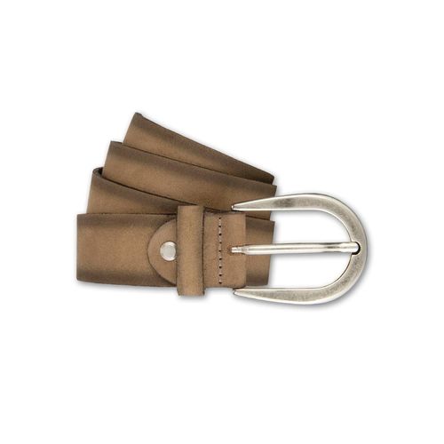 Ledergürtel BERND GÖTZ, Damen, Gr. 110, braun (camelfarben), Leder, unifarben, casual,modisch, Gürtel, mit mattsilberfarbener Dornschließe