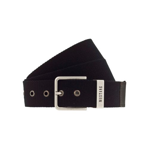 Stoffgürtel MUSTANG, Damen, Gr. 85, schwarz, Materialmix, unifarben, casual,Basic,modisch, Gürtel, Schließe mit Used-Look, Schlaufe mit Logoschriftzug